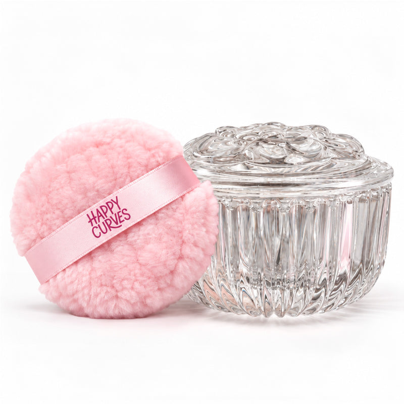 Comfort Powder Puff & Glass Vanity Jar