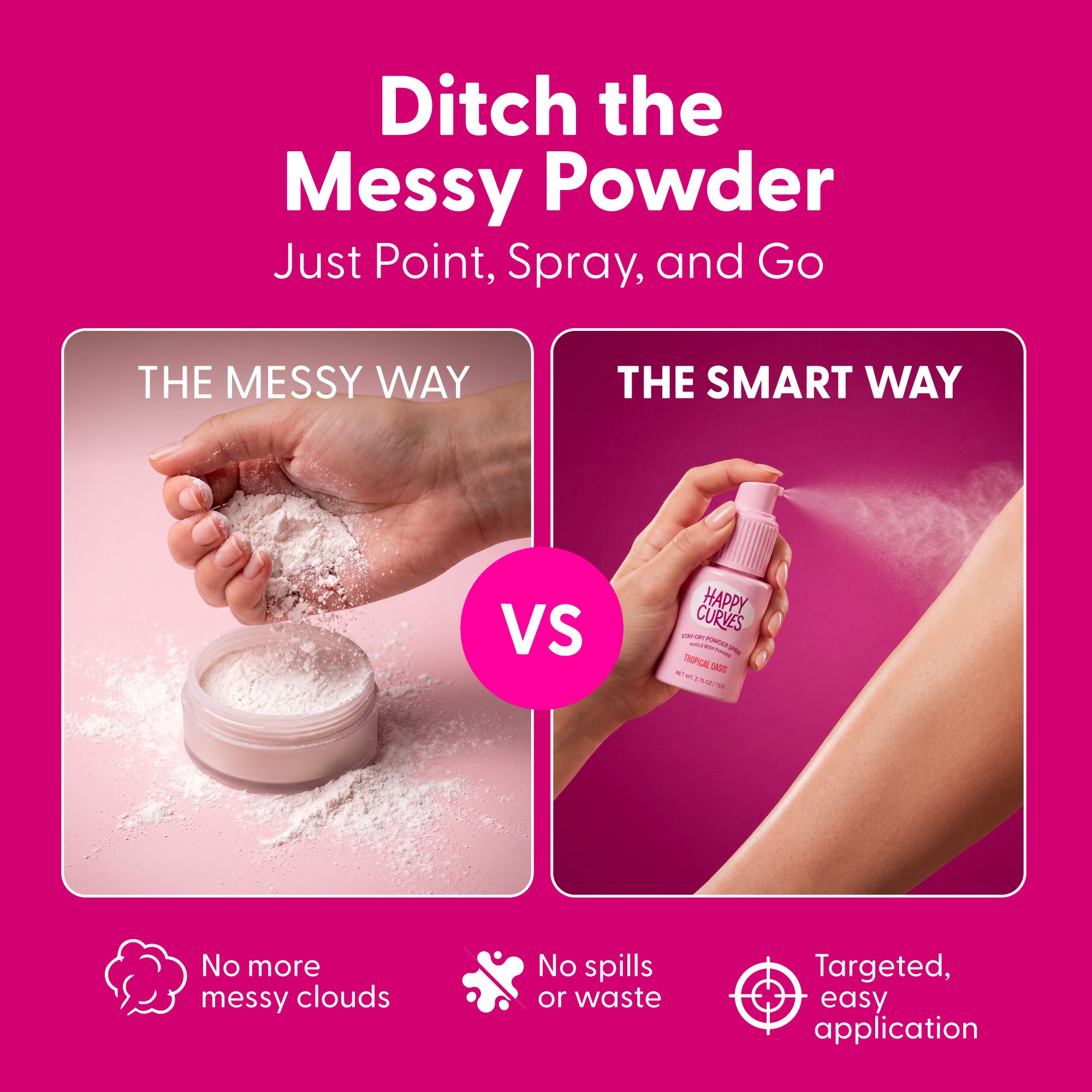 Talc-Free Stay-Dry Body Powder Spray | Happy Curves
